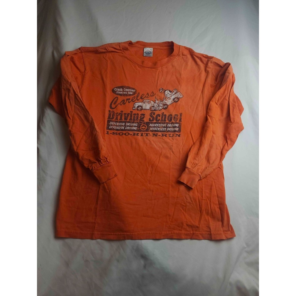 Delta Careless Driving School T Shirt Mens Medium Orange Jersey Urban Streetwear
